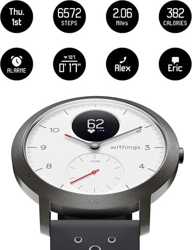 Withings Steel HR Sport - ساعة ذكية هجينة متعددة الرياضات، نظام تحديد المواقع المتصل، معدل ضربات القلب، مستوى اللياقة البدنية عبر VO2 max، تتبع النشاط والنوم، الإشعارات in Kuwait