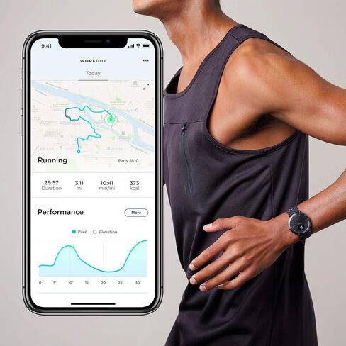 Withings Steel HR Sport - ساعة ذكية هجينة متعددة الرياضات، نظام تحديد المواقع المتصل، معدل ضربات القلب، مستوى اللياقة البدنية عبر VO2 max، تتبع النشاط والنوم، الإشعارات in Kuwait