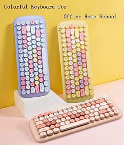 Mofii Wireless Keyboard and Mouse Combo,2.4G USB Multi-Color Cute Full Size Keyboard and Optical Mice Set for Computer Desktop PC Laptop (Pink-Mixed)…… in Kuwait