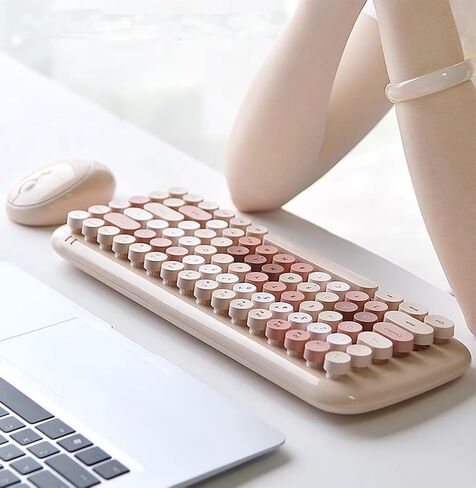Mofii Wireless Keyboard and Mouse Combo,2.4G USB Multi-Color Cute Full Size Keyboard and Optical Mice Set for Computer Desktop PC Laptop (Pink-Mixed)…… in Kuwait