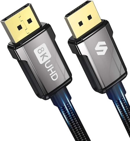 كابل Silkland 8K DisplayPort 1.4، كابل DP 3.3 قدم [8K@60 هرتز، 4K@144 هرتز، 2K@240 هرتز 165 هرتز]، سلك منفذ عرض عالي السرعة مجدول مطلي بالذهب، متوافق مع أجهزة الكمبيوتر المحمول، شاشة ألعاب FreeSync G-Sync in Kuwait