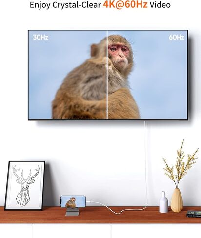 كابل CableCreation USB C إلى HDMI للمكتب المنزلي 4K@60 هرتز 10FT، من النوع C إلى HDMI Thunderbolt 3 متوافق مع iPhone15/15Pro/15Plus/15Promax، MacBook Pro/Air/iPad Pro 2020، Galaxy S23/ S23+/ S23 Ultra in Saudi Arabia