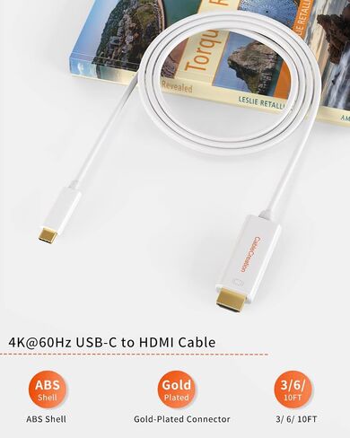 كابل CableCreation USB C إلى HDMI للمكتب المنزلي 4K@60 هرتز 10FT، من النوع C إلى HDMI Thunderbolt 3 متوافق مع iPhone15/15Pro/15Plus/15Promax، MacBook Pro/Air/iPad Pro 2020، Galaxy S23/ S23+/ S23 Ultra in Saudi Arabia