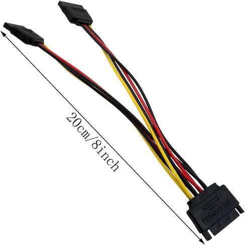 Wantane-SATA Power Extension Cable 15 Pin SATA Male to Dual 15 Pin Female Power Y Splitter Cable Adapter Suitable for one-to-Two Power Ports Such as Hard disks and Optical Drives -2pcs in Saudi Arabia