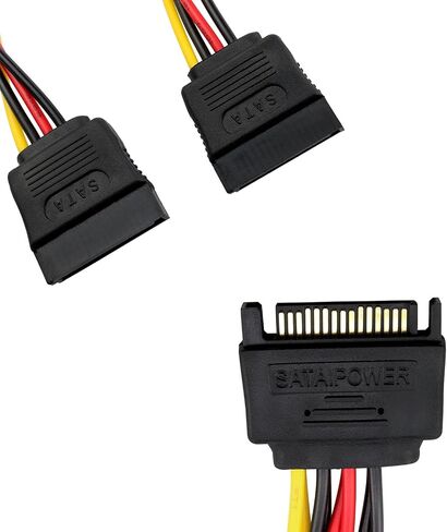 Wantane-SATA Power Extension Cable 15 Pin SATA Male to Dual 15 Pin Female Power Y Splitter Cable Adapter Suitable for one-to-Two Power Ports Such as Hard disks and Optical Drives -2pcs in Saudi Arabia