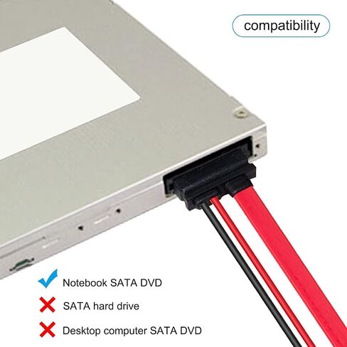 DKARDU 2 Pack Slimline SATA Female, 13 Pin 7 Pin SATA Data Cable + 6 Pin Slimline Power Adapter Cable to LP4 Power Cable 7 Pin SATA Data Cable for Notebook Drive 50cm 20-inch in Saudi Arabia