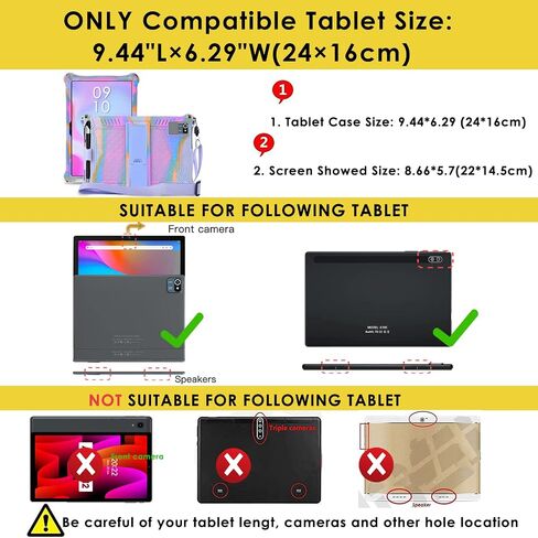 DETUOSI 10.1 inch Multi-Angle Soft Silicone Tablet Case, Rose Red & Purple in Kuwait