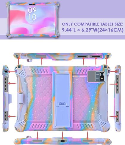 DETUOSI 10.1 inch Multi-Angle Soft Silicone Tablet Case, Rose Red & Purple in Kuwait