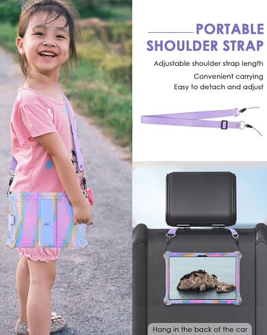 DETUOSI 10.1 inch Multi-Angle Soft Silicone Tablet Case, Rose Red & Purple in Kuwait