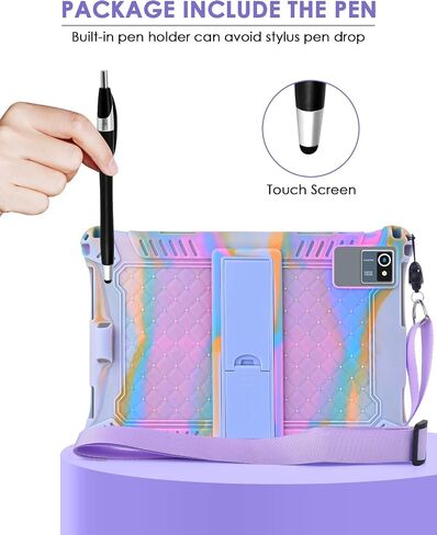 DETUOSI 10.1 inch Multi-Angle Soft Silicone Tablet Case, Rose Red & Purple in Kuwait