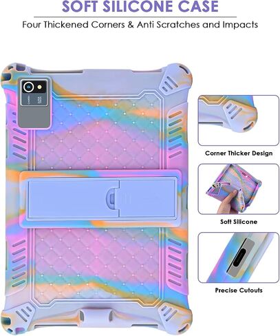 DETUOSI 10.1 inch Multi-Angle Soft Silicone Tablet Case, Rose Red & Purple in Kuwait