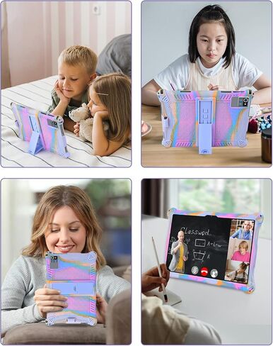 DETUOSI 10.1 inch Multi-Angle Soft Silicone Tablet Case, Rose Red & Purple in Kuwait