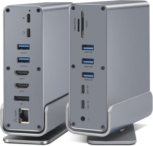 USB C Docking Station, 16 in 1 USB C Hub Multiport Adapter with Dual 4K HDMI/DisplayPort/7 USB Ports/100W PD/Audio/SD/TF/Ethernet, Triple Display Laptop Docking Station for MacBook & Windows Laptops. in Saudi Arabia