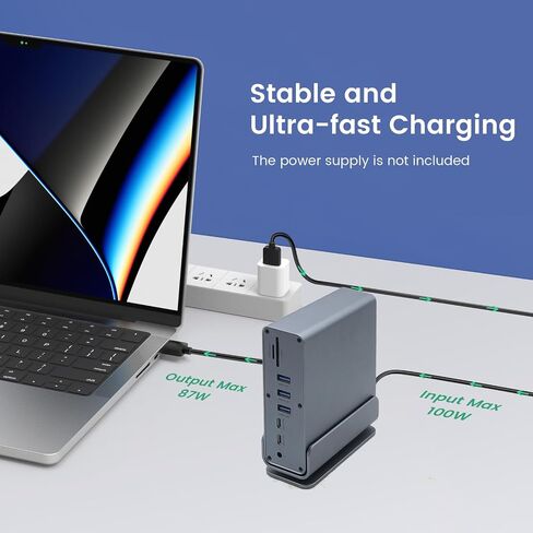 USB C Docking Station, 16 in 1 USB C Hub Multiport Adapter with Dual 4K HDMI/DisplayPort/7 USB Ports/100W PD/Audio/SD/TF/Ethernet, Triple Display Laptop Docking Station for MacBook & Windows Laptops. in Saudi Arabia