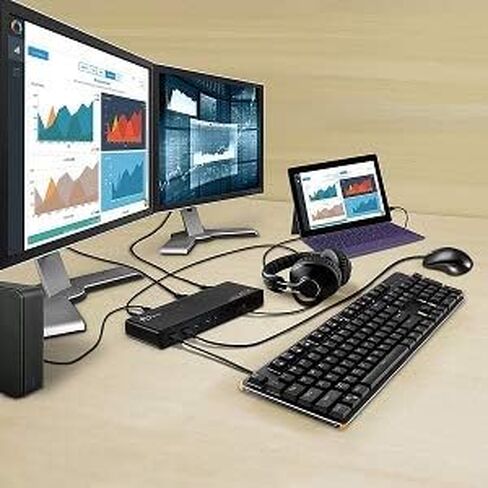محطة إرساء شاشة مزدوجة SIIG USB من النوع C 4K - قاعدة كمبيوتر محمول فيديو مزدوجة 4K@60HZ أو 5K@60هرتز - متوافقة مع Thunderbolt 3 (2 HDMI، 2 مخرجات DisplayPort، جيجابت إيثرنت، 6 منافذ USB 3.0) in Kuwait