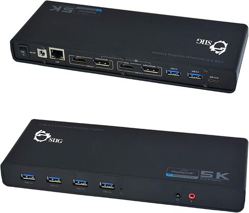 محطة إرساء شاشة مزدوجة SIIG USB من النوع C 4K - قاعدة كمبيوتر محمول فيديو مزدوجة 4K@60HZ أو 5K@60هرتز - متوافقة مع Thunderbolt 3 (2 HDMI، 2 مخرجات DisplayPort، جيجابت إيثرنت، 6 منافذ USB 3.0) in Kuwait
