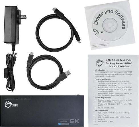 محطة إرساء شاشة مزدوجة SIIG USB من النوع C 4K - قاعدة كمبيوتر محمول فيديو مزدوجة 4K@60HZ أو 5K@60هرتز - متوافقة مع Thunderbolt 3 (2 HDMI، 2 مخرجات DisplayPort، جيجابت إيثرنت، 6 منافذ USB 3.0) in Kuwait