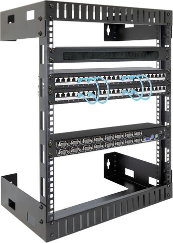 Mount-It! حامل خادم حائط مفتوح 12U | حامل وسائط متعدد الاستخدامات يمكنه حمل الخوادم ومعدات الصوت والصوت وأجهزة الموجهات وأجهزة المودم والمزيد | رف شبكة الحائط | سهل التجميع in Saudi Arabia