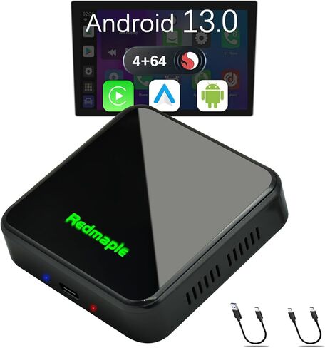 Carplay AI Box Android 13، CarPlay & Android Auto Wireless Converter مع Netflix YouTube Multimeida Video Box، 8 Core، 4+64G Magic Box Carplay يدعم بطاقة 4G SIM/TF، للسيارات المزودة بسلك CarPlay من المصنع in Kuwait