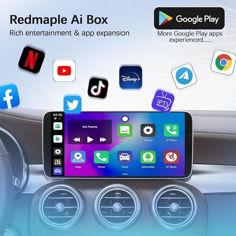 Carplay AI Box Android 13، CarPlay & Android Auto Wireless Converter مع Netflix YouTube Multimeida Video Box، 8 Core، 4+64G Magic Box Carplay يدعم بطاقة 4G SIM/TF، للسيارات المزودة بسلك CarPlay من المصنع in Kuwait