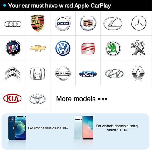 Carplay AI Box Android 13، CarPlay & Android Auto Wireless Converter مع Netflix YouTube Multimeida Video Box، 8 Core، 4+64G Magic Box Carplay يدعم بطاقة 4G SIM/TF، للسيارات المزودة بسلك CarPlay من المصنع in Kuwait