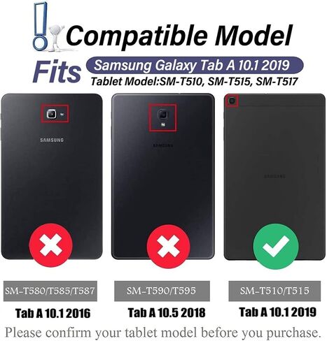 حافظة لوحة مفاتيح بإضاءة خلفية لجهاز Samsung Galaxy Tab A 10.1 بوصة 2019، Wineecy 7 ألوان خلفية بإضاءة خلفية مغناطيسية ولوحة مفاتيح لاسلكية قابلة للفصل وغطاء بحامل من البولي يوريثان لجهاز SM-T510، SM-T515، SM-T517 اللوحي (أسود) in Kuwait