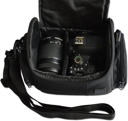 حقيبة كاميرا دي اس ال ار مبطنة جيدًا ومتوسطة الحجم مع جيوب بسحاب ومقصورات ملحقات لكاميرا كانون EOS Rebel T8i T7i T6i T6i T5i T4i T3i SL1 EOS 90D 80D 0D 60D 7D 6D 5D 750D 750D 700D in Kuwait