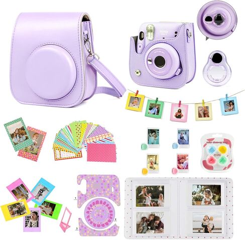 WOGOZAN لكاميرا Fujifilm Instax Mini 11 الفورية للأطفال، مجموعة ملحقات حافظة مخصصة + فلاتر ألوان، ألبوم صور، إطارات متنوعة، عدسات سيلفي + المزيد (أرجواني سحري) (بدون كاميرا) in Saudi Arabia