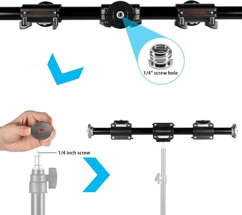 Fotoconic Horizontal Tripod Arm, 3/8 Screw Support Tripod Extension Bar Stand for Camera, Professional Photography Studio, Ball Head and Quick Release Plate are NOT Included in Saudi Arabia