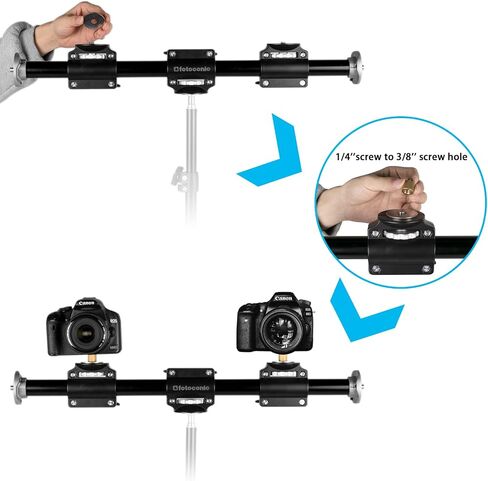 Fotoconic Horizontal Tripod Arm, 3/8 Screw Support Tripod Extension Bar Stand for Camera, Professional Photography Studio, Ball Head and Quick Release Plate are NOT Included in Saudi Arabia