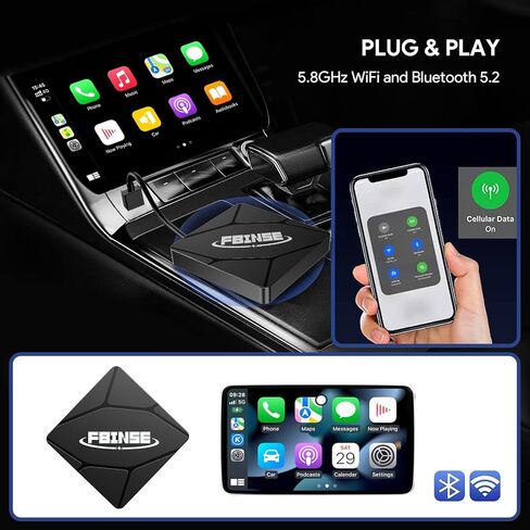 محول Carplay اللاسلكي لهاتف iOS، دونجل لاسلكي لتشغيل السيارة، تحويل سلكي إلى Carplay لاسلكي، للسيارات المزودة بـ Carplay السلكي OEM، التوصيل والتشغيل، التحديث عبر الإنترنت in Kuwait