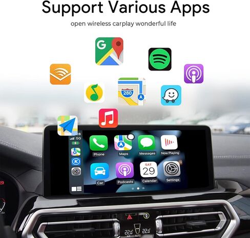 محول Carplay اللاسلكي لهاتف iOS، دونجل لاسلكي لتشغيل السيارة، تحويل سلكي إلى Carplay لاسلكي، للسيارات المزودة بـ Carplay السلكي OEM، التوصيل والتشغيل، التحديث عبر الإنترنت in Kuwait