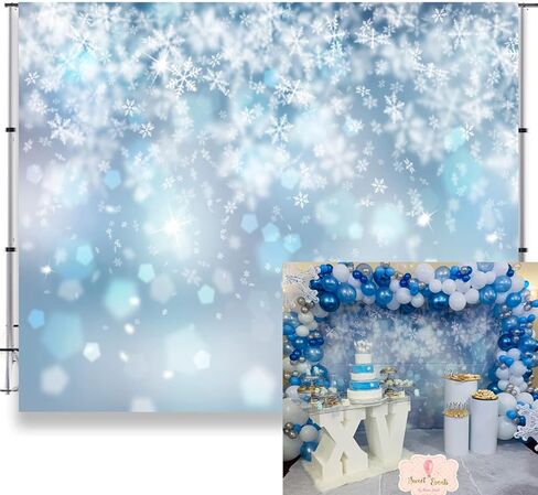 LFEEY 10x8ft Falling Snowflake Portrait Backdrops for Photography Winter Ice Snow Flakes Photo Shoot Newborn Kids Baby Adults Wedding Photo Background Vinyl Photo Booth Props in Kuwait