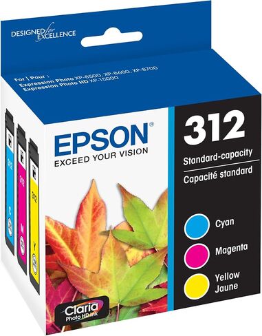 تعمل السعة القياسية لحبر EPSON 312 Claria Photo HD (T312923-S) مع Expression Photo XP-8500 وXP-8600 وXP-8700 وXP-15000 والسماوي والأرجواني والأصفر in Saudi Arabia