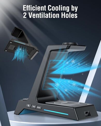 شاحن Welgo اللاسلكي لأجهزة Samsung مع ساعة منبه، محطة شحن 4 في 1 لأجهزة Samsung S23 Ultra/S22/Note 10/Z Fold4/Z Flip4/iPhone، لساعة Galaxy Watch 5 Pro/4/3 وSamsung Galaxy Buds in Kuwait