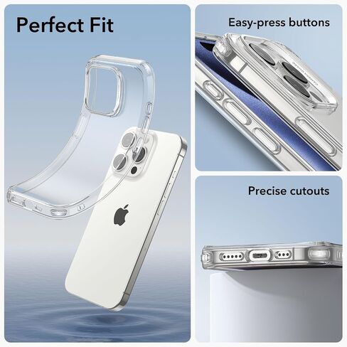 حافظة ESR شفافة لهاتف iPhone 15 Pro، غطاء رفيع مقاوم للصدمات، حافظة هاتف TPU شفافة نحيفة مقاومة للأصفر، سلسلة Zero، شفاف in Kuwait