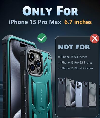 حافظة FNTCASE لهاتف iPhone 15-Pro-Max: غطاء هاتف محمول واقٍ متين مقاوم للسقوط من الدرجة العسكرية مع مسند وواقي مدمج | حافظات ممتصة للصدمات مصنوعة من مادة TPU مقاومة للصدمات (برتقالي) in Kuwait