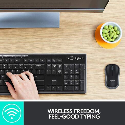 Logitech Wireless Combo MK270 - ماوس مدمج ولوحة مفاتيح كاملة الحجم، مجموعة لاسلكية متقدمة 2.4 جيجا هرتز طويلة المدى - أسود - 4 حزم من 920-004536 (متجدد) in Kuwait
