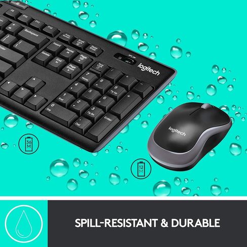 Logitech Wireless Combo MK270 - ماوس مدمج ولوحة مفاتيح كاملة الحجم، مجموعة لاسلكية متقدمة 2.4 جيجا هرتز طويلة المدى - أسود - 4 حزم من 920-004536 (متجدد) in Kuwait