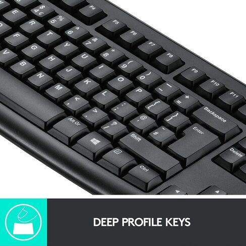 Logitech Wireless Combo MK270 - ماوس مدمج ولوحة مفاتيح كاملة الحجم، مجموعة لاسلكية متقدمة 2.4 جيجا هرتز طويلة المدى - أسود - 4 حزم من 920-004536 (متجدد) in Kuwait
