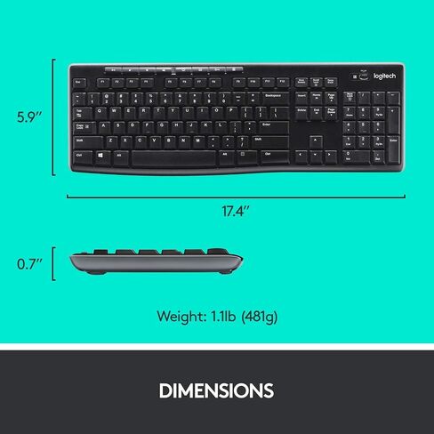 Logitech Wireless Combo MK270 - ماوس مدمج ولوحة مفاتيح كاملة الحجم، مجموعة لاسلكية متقدمة 2.4 جيجا هرتز طويلة المدى - أسود - 4 حزم من 920-004536 (متجدد) in Kuwait