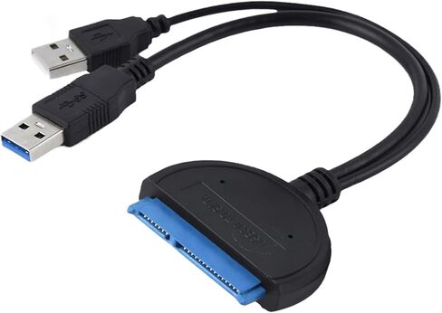 TUYXCIE USB to SATA Adapter, SATA to USB Cable for 2.5 Inch External Hard Disk Driver USB 3.0 SATA Adapter for SSD and HDD, Support UASP for PC Laptop Single USB (Black) in Kuwait