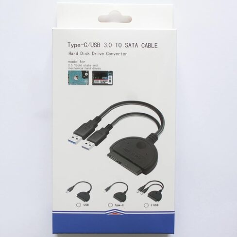 TUYXCIE USB to SATA Adapter, SATA to USB Cable for 2.5 Inch External Hard Disk Driver USB 3.0 SATA Adapter for SSD and HDD, Support UASP for PC Laptop Single USB (Black) in Kuwait