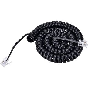 Telephone Handset Cord Modular Coiled Phone Curly Cable (6 Feet, Black)