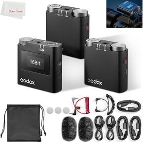 ميكروفون GODOX Virso S M2 (2023 جديد) ميكروفون صوت بدون فقدان، ميكروفون Lavalier، كاميرات سوني المتوافقة، كاميرات الفيديو، لمدونات الفيديو، صناعة الأفلام، المقابلات، مع جهاز إرسال واستقبال 1 (Virso S M2) in Saudi Arabia