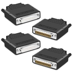 Willwewon 4PCS DB25 Female Solderless 16mm Thinner Breakout Connector, RS232 D-SUB DB25 Serial to 25Pin Port Terminal Block with Case Long Bolts Tail Pipe