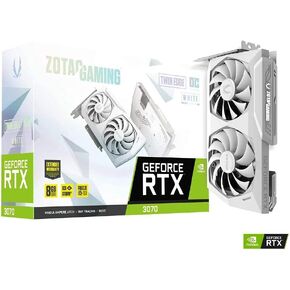 بطاقة رسومات Zotac Gaming GeForce RTX 3070 Twin Edge OC White Edition 8GB GDDR6، تبريد متقدم IceStorm 2.0، إضاءة شعار LED بيضاء (ZT-A30700J-10P) (متجددة) in Kuwait