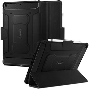 حافظة Spigen Rugged Armor Pro مصممة لجهاز iPad 10.2، حافظة iPad الجيل التاسع (2021) / حافظة iPad الجيل الثامن (2020) / حافظة iPad الجيل السابع (2019) مع حامل قلم رصاص - أسود in Kuwait