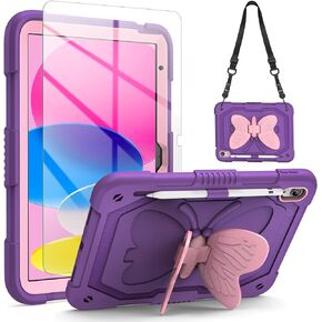 VOFUOE for iPad A16 Case 11th Generation 2025 11 Inch, for iPad 10th Generation Case 2022 10.9 Inch for Kids Girls with Sweet Bow Stand Shoulder Strap Pencil Holder Hard Protective Cover-Hot Pink in Kuwait