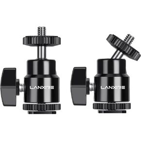 Lanxire Camera Hot Shoe Mount with 1/4" Screw and Ball Head Adapter - Compatible with Cameras, Camcorders, Smartphones, Gopro, LED Lights, Microphones - 2 Pack in Saudi Arabia